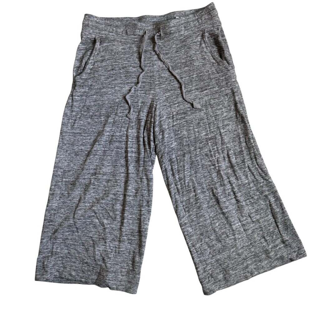 mae Cropped Wide Leg Drawstring Gray Pants - Size Medium